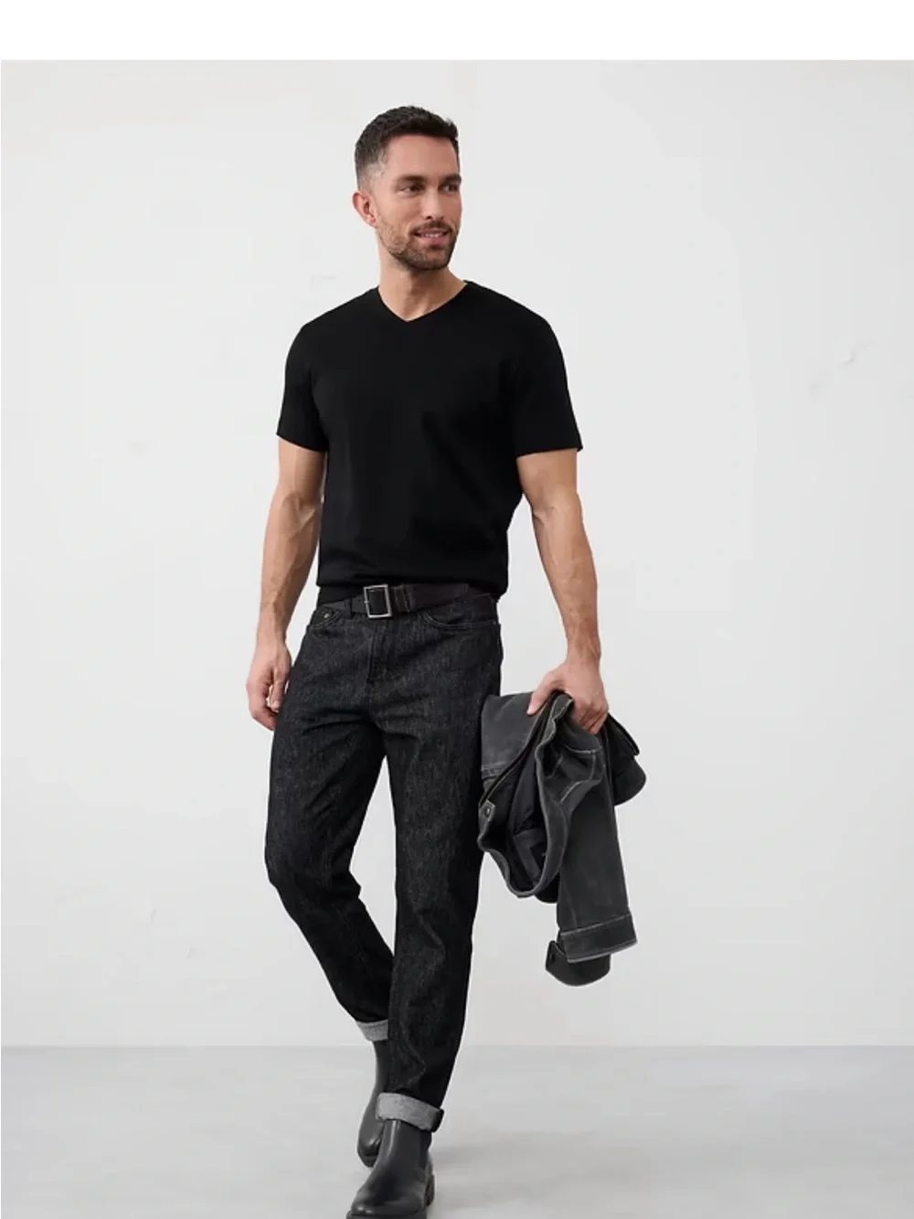 NWT Banana Republic Luxe Touch Men's Black V-Neck Shirt